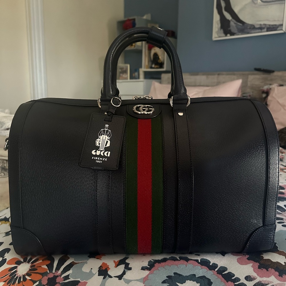 Gucci Blue Ophidia Web Leather Travel Bag size medium